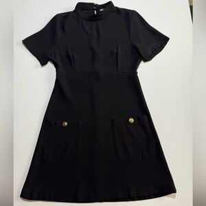 Zara Mini Dress in Black with Gold Accents